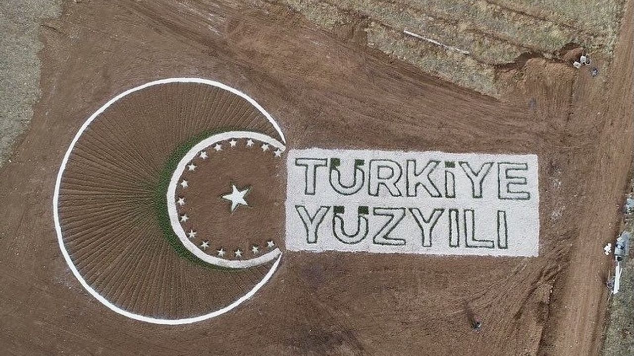 Kervansaray Dağı'na fidan ve taşla "Türkiye Yüzyılı" yazıldı
