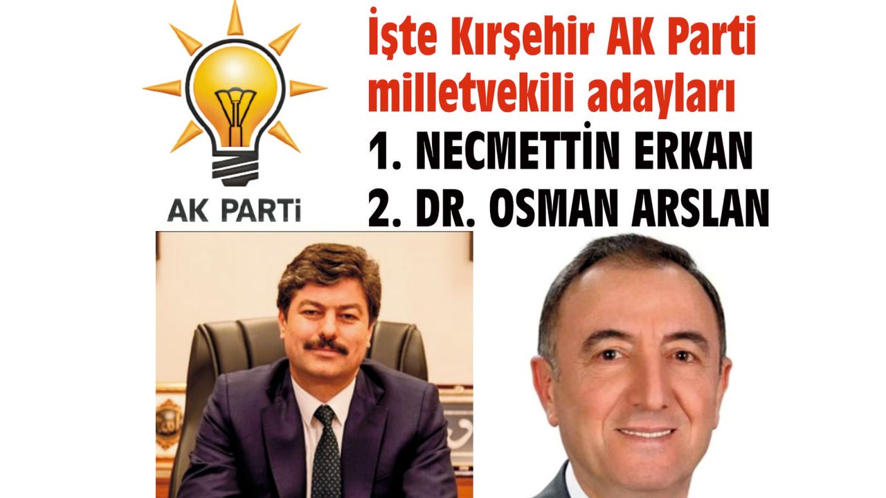 AK Parti’nin Kırşehir  Milletvekili adayları  Erkan ve Arslan oldu