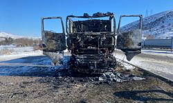 Park halindeki tır bir anda alev aldı!