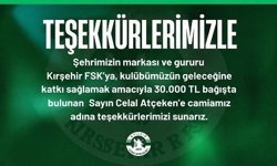 Kırşehirspor’a 30 Bin TL Bağış yapıldı