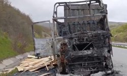 Seyir Halindeki Tır Alevlere Teslim