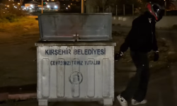 Kırşehir’de akıma katıldı çöp konteyneriyle gündem oldu