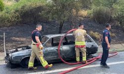 Otomobilde çıkan yangın yol kenarındaki ağaçlara sıçradı