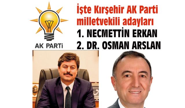 AK Parti’nin Kırşehir  Milletvekili adayları  Erkan ve Arslan oldu