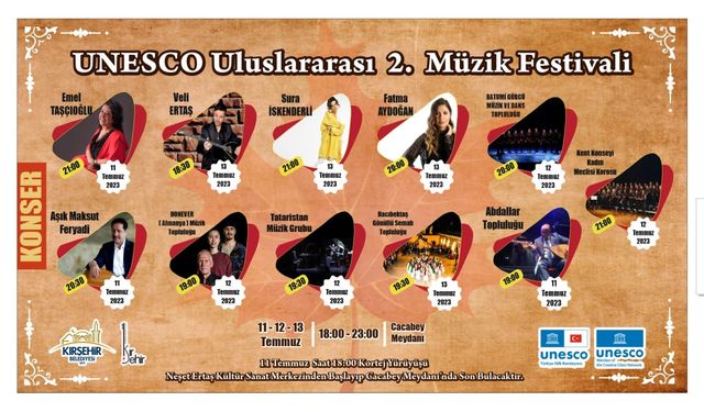 UNESCO ULUSLARARASI 2. MÜZİK  FESTİVALİ 11-12-13 TEMMUZ’DA