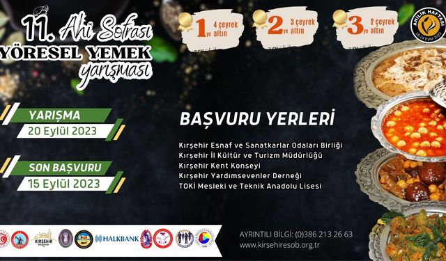 “11. Ahi Sofrası Yöresel Yemek  Yarışması” başvuruları başladı