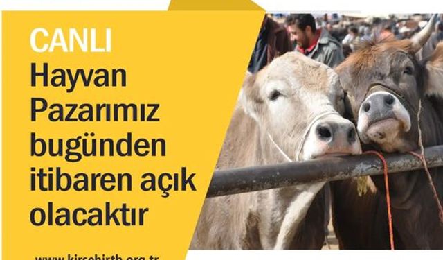 CANLI HAY­VAN PA­ZA­RI BU­GÜN­DEN İTİBAREN AÇIK OLA­CAK...