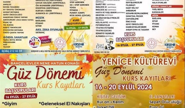 Kırşehir’de Güz Dönemi Kurs Kayıtları Başladı