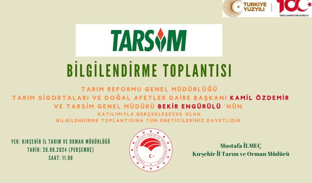 Kırşehir’de "Tarsim Bilgilendirme Toplantısı"