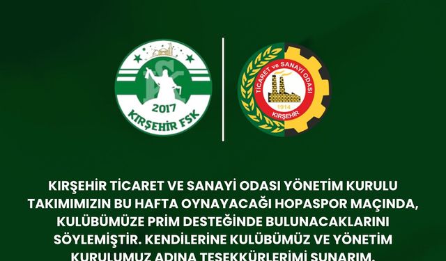 Kırşehirspor’a Artvin maçı için prim destek sözü