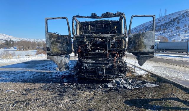 Park halindeki tır bir anda alev aldı!