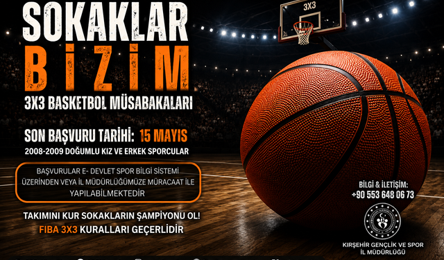 Kırşehir’de Sokaklar bizim 3X3 Basketbol turnuvası start alıyor