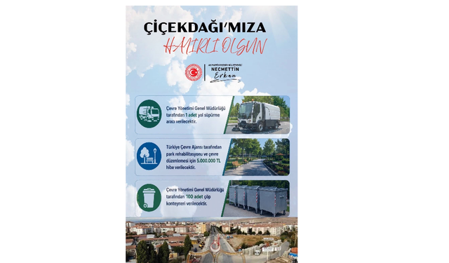 Çiçekdağı’na 5 milyonluk çevre yatırımı ve yeni araç desteği