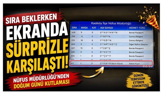 Nüfus Müdürlüğü’nde Sıra Bekleyen Vatandaşın Doğum Günü Kutlandı