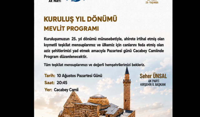AK Parti Kırşehir’den 25. Yıl Dönümünde Anma Programı