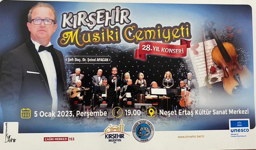 Kırşehir Musiki Cemiyeti’nin 28. yıl konseri Perşembe Günü