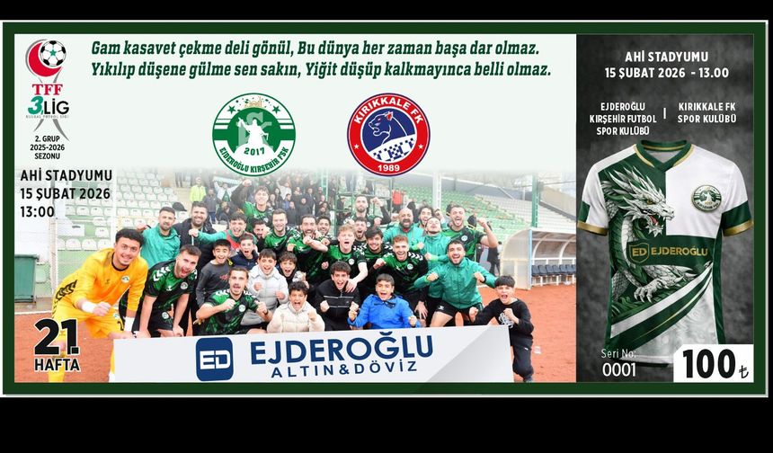 KIRŞEHİRSPOR MAÇ BİLETİ 100 TL
