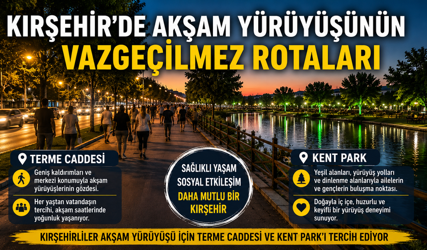 Kırşehir’de Akşam Yürüyüşünün Vazgeçilmez Rotaları Belli Oldu