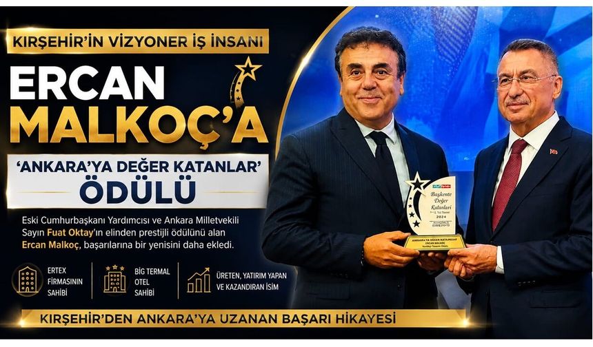 Kırşehir'in Vizyoner İş İnsanı Ercan Malkoç'a 'Ankara'ya Değer Katanlar' Ödülü