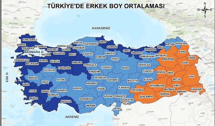 Kırşehir’de erkeklerin ortalama boyu ne kadar?
