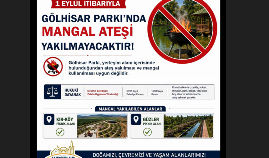 Kırşehir Gölhisar Parkı’nda Mangal Yasağı Başlıyor