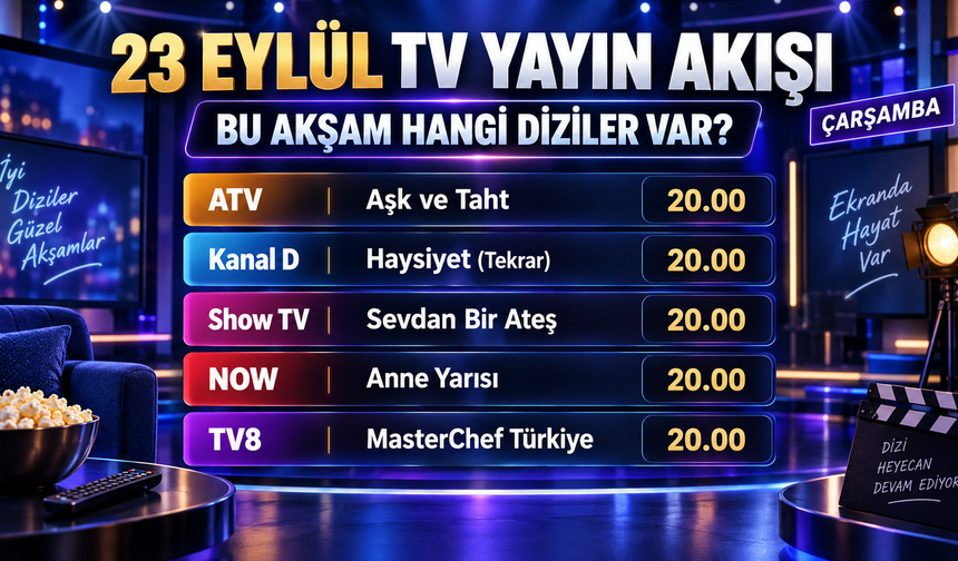 Bugün TV’de ne var? 23 Eylül Çarşamba hangi diziler yayınlanacak? İşte akşam yayın akışı