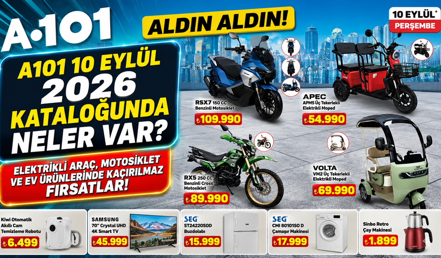 A101 10 Eylül 2026 Kataloğunda Neler Var? Cam Temizleme Robotu, TV ve Motosiklet Dikkat Çekti