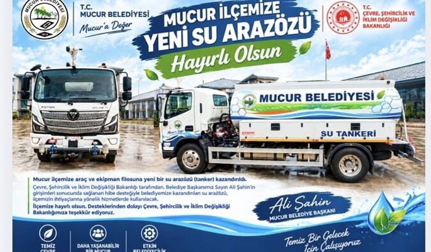 Mucur Belediyesi araç filosuna yeni su arazözü kazandırdı