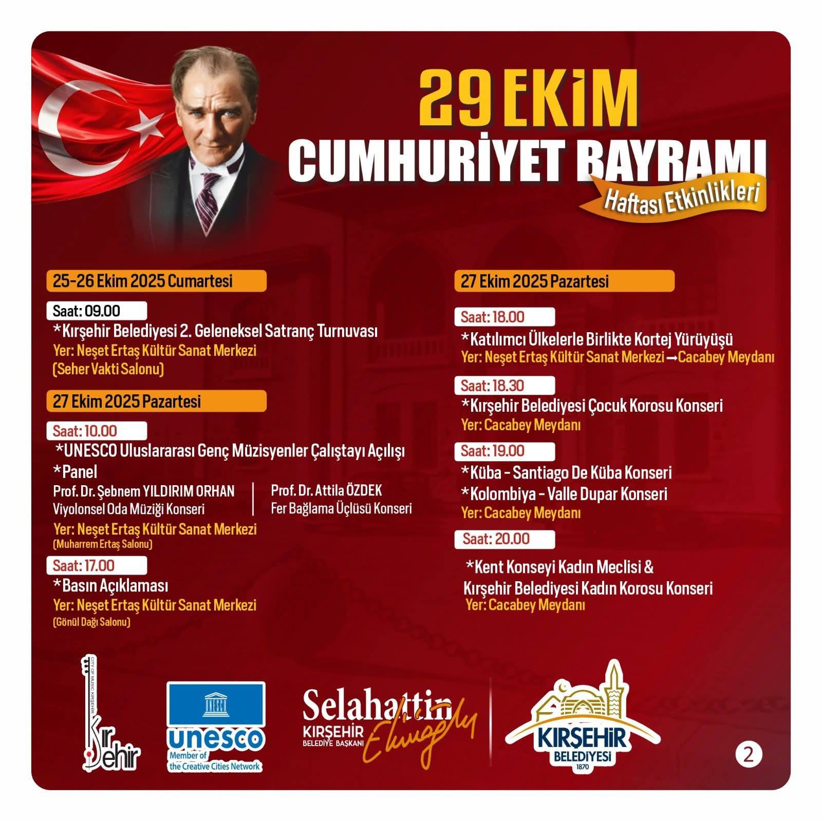 Kırşehir’de Cumhuriyetin 102. Yılına Özel Etkinlik Takvimi Açıklandı!1