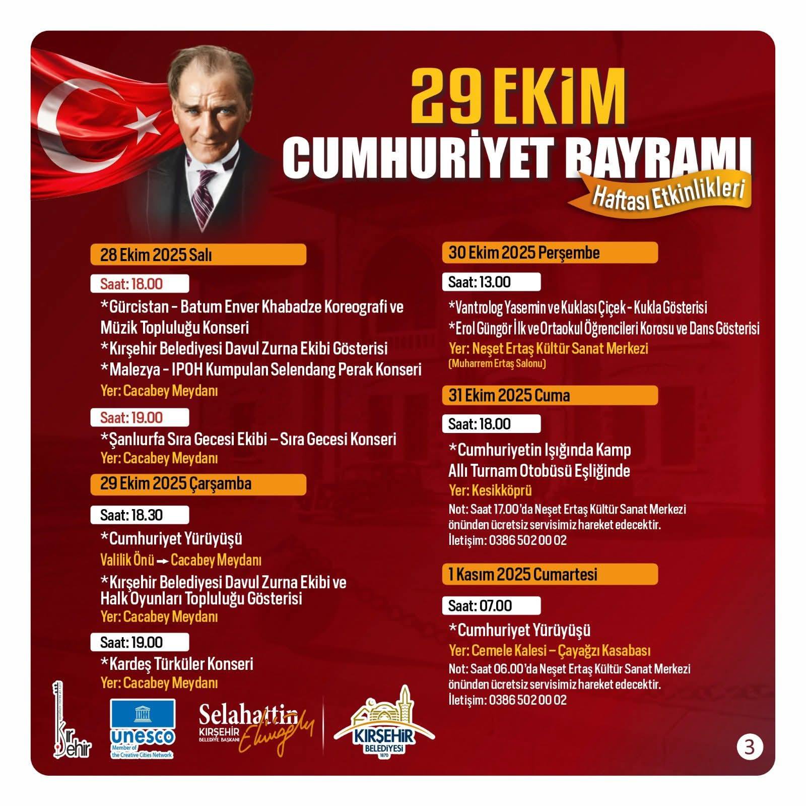 Kırşehir’de Cumhuriyetin 102. Yılına Özel Etkinlik Takvimi Açıklandı!2