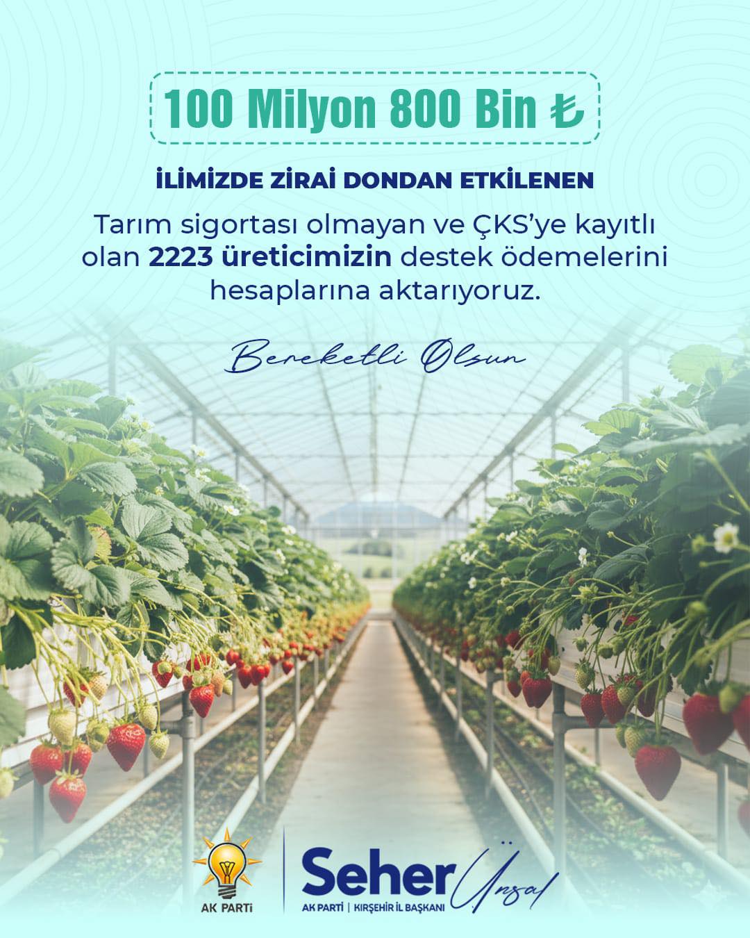 Kırşehir’de Zirai Don Afeti Sonrası Üreticilere 100 Milyon Tl Destek!