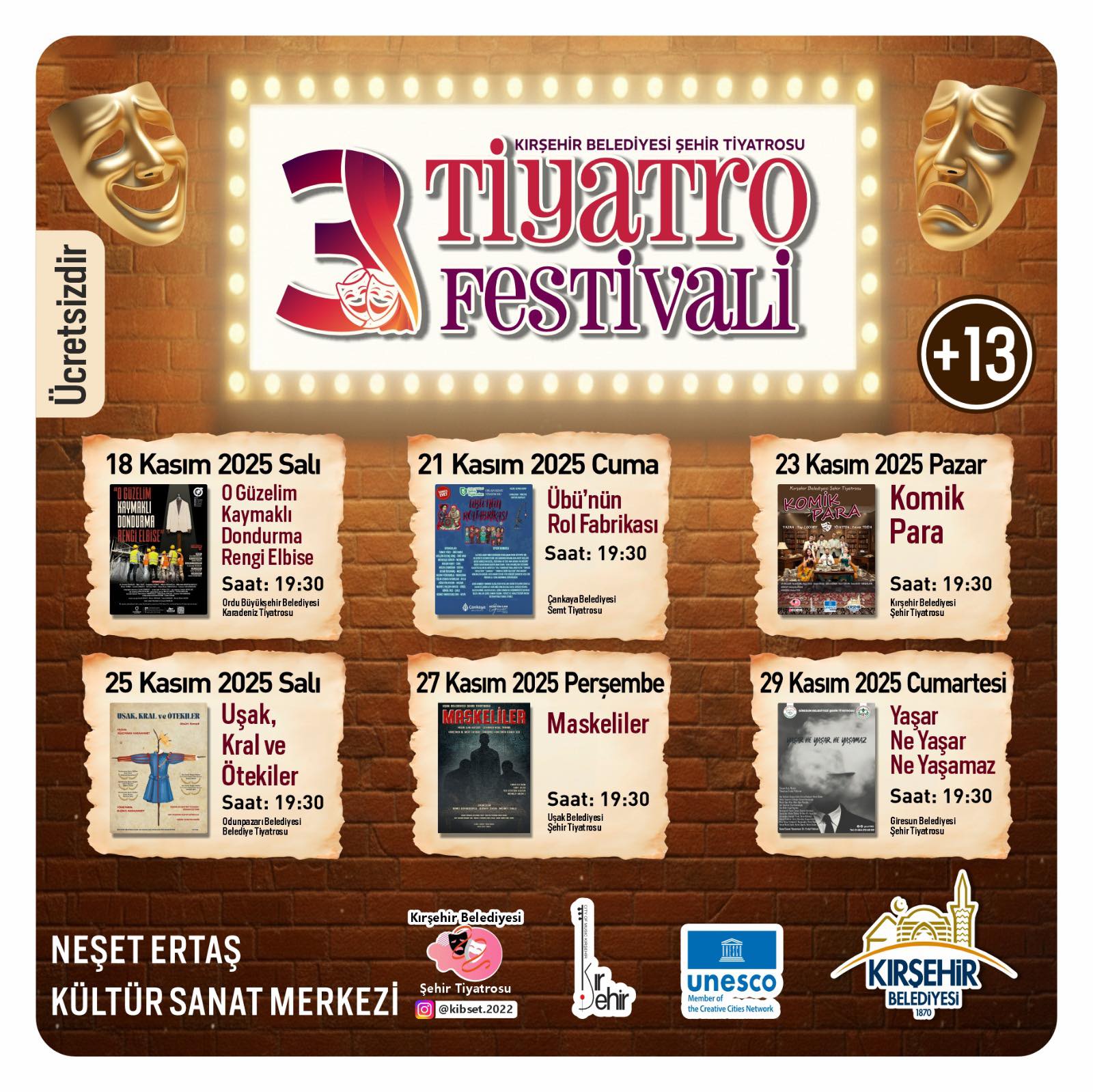 Kırşehir’de Tiyatro Festivali Başlıyor