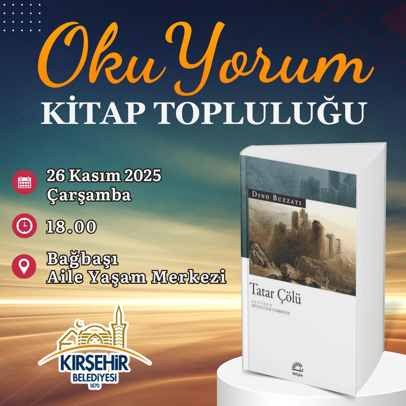 Kırşehirli Kitapseverler 26 Kasım’da Bağbaşı’nda Buluşuyor2