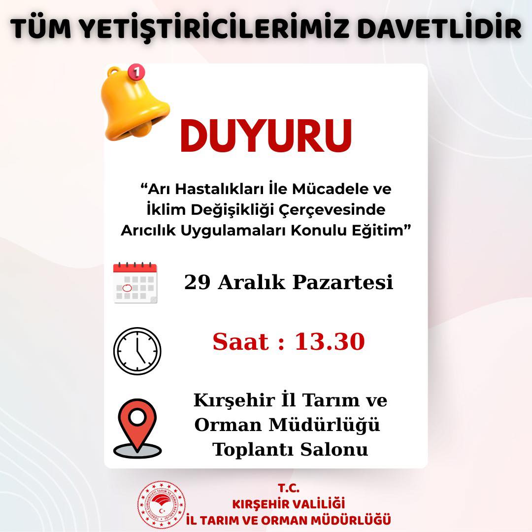 Kırşehir’de Arıcılara Eğitim Programı Düzenlenecek1