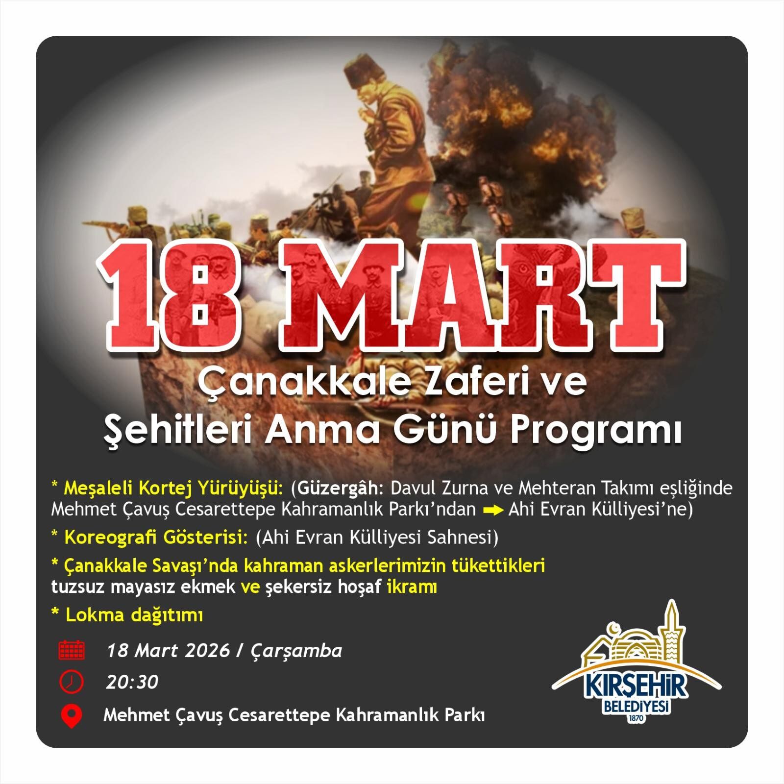 Kırşehir’de Çanakkale Ruhu Meşalelerle Aydınlanacak!1