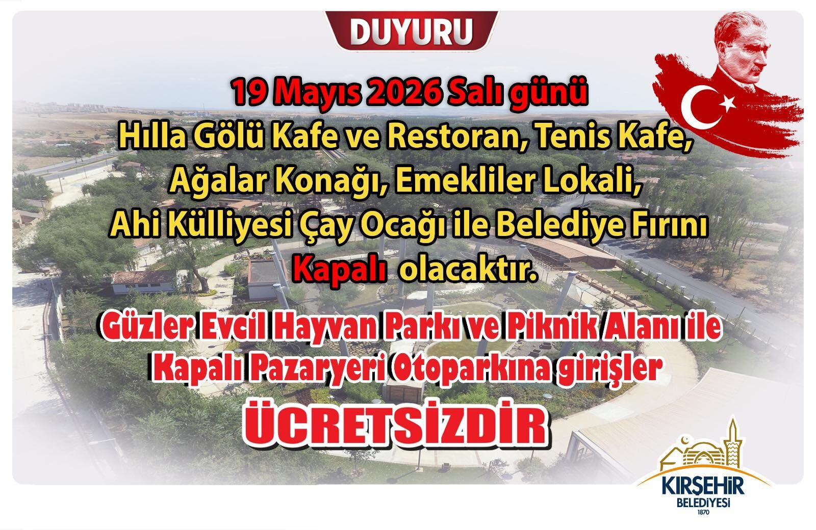 Kırşehir’de 19 Mayıs’ta Kapalı Ve Açık Tesisler Belli Oldu