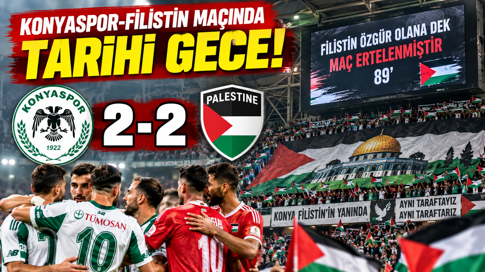 Konyaspor-Filistin maçı kaç kaç bitti? Konyaspor-Filistin maçı neden 89. dakikada bitti? Konyaspor-Filistin maçı izle