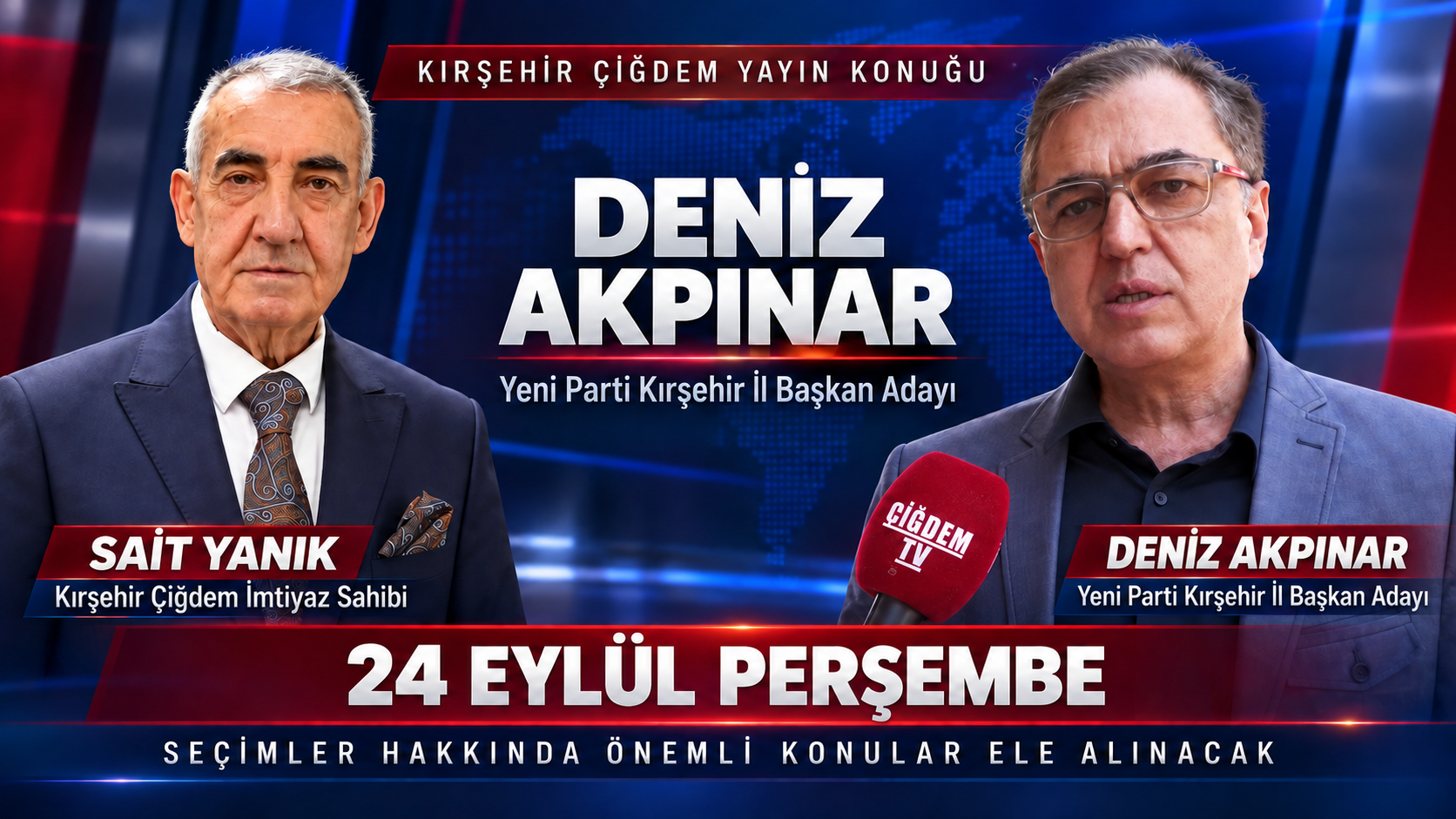 Deniz Akpınar, Sait Yanık’ın yayın konuğu olacak: Gündemde Yeni Parti seçimleri var